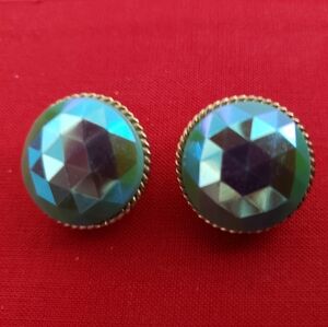 Vintage W Germany Iridescent Blue Green Earrings